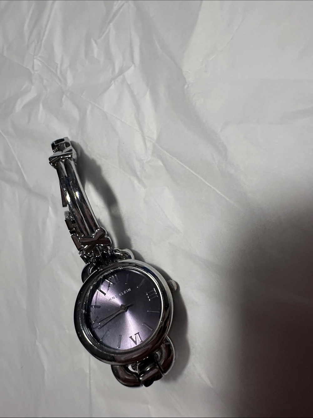 Anne Klein Silver Bracelet Watch with Purple Dial